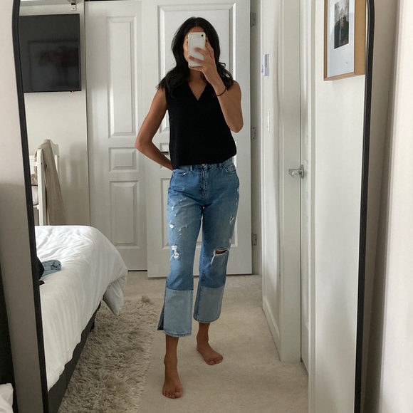 Zara Denim Cropped Straight Leg Jeans - Picture 2 of 5